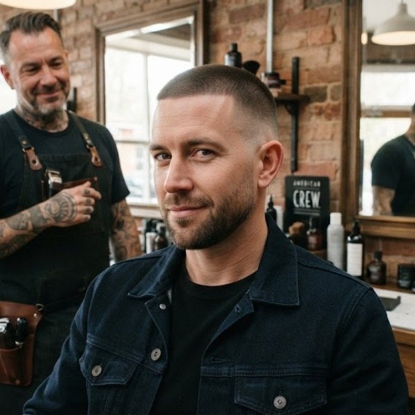 8 Guard Buzz Cut Mid Taper for a Sharp and Modern Look