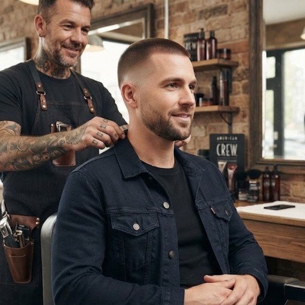 8 guard buzz cut low taper for a Natural Finish