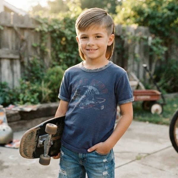 Boys Modern Mullet Straight Hair