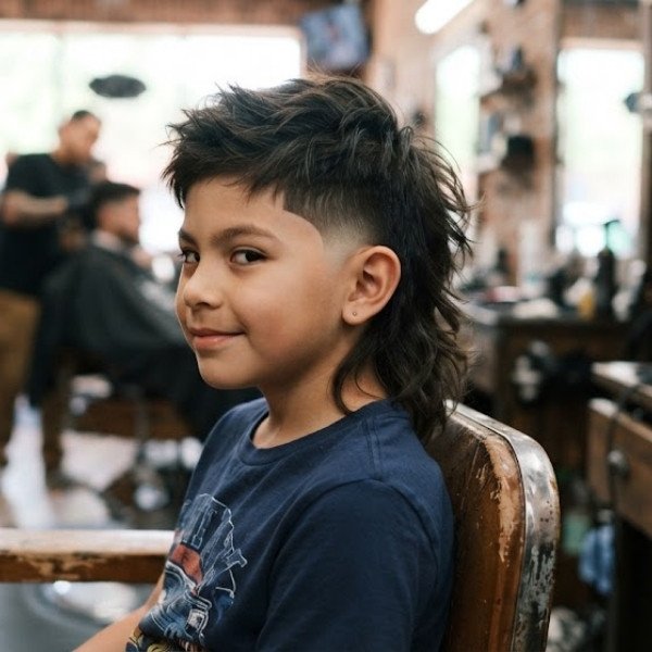 Burst Fade Boys Mullet Haircut