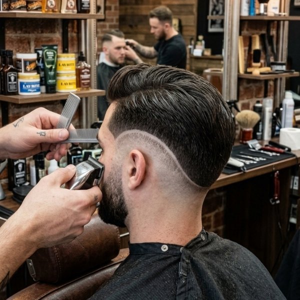 High Burst Fade Comb Over