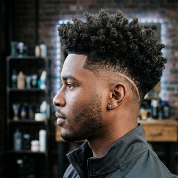 High Curly Burst Fade