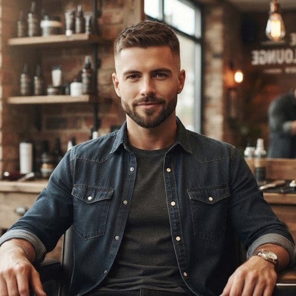 Low Fade Crew Cut with Beard