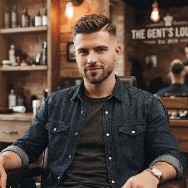 Low Fade Crew Cut with Hard Part
