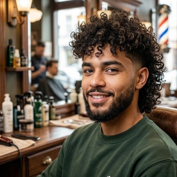 Low Taper Mullet Curly Hair