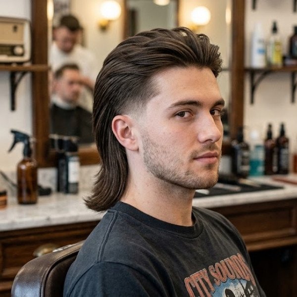 Low Taper Mullet Straight Hair