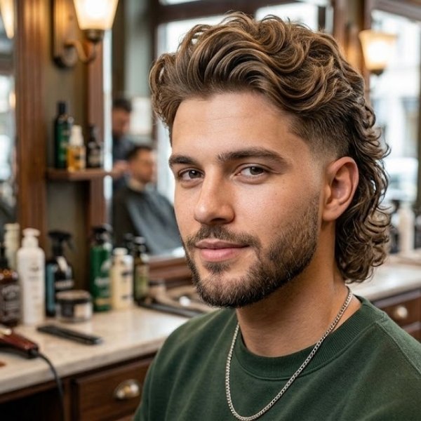 Low Taper Mullet Wavy Hair