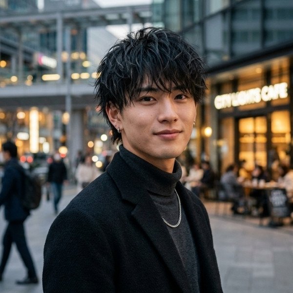 Short Wolf Cut Men Asian