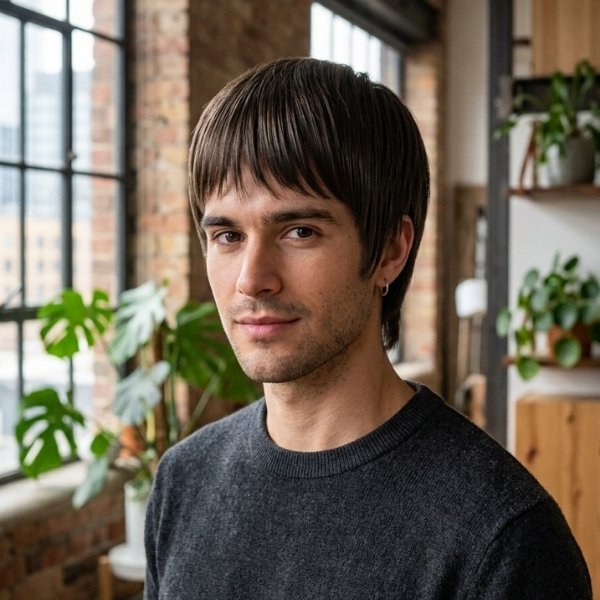 Short Wolf Cut Men Straight Hair