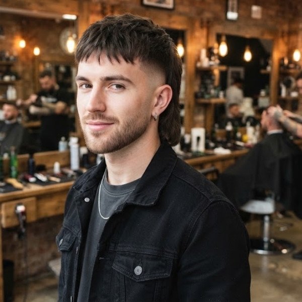 Straight Hair Mullet Fade
