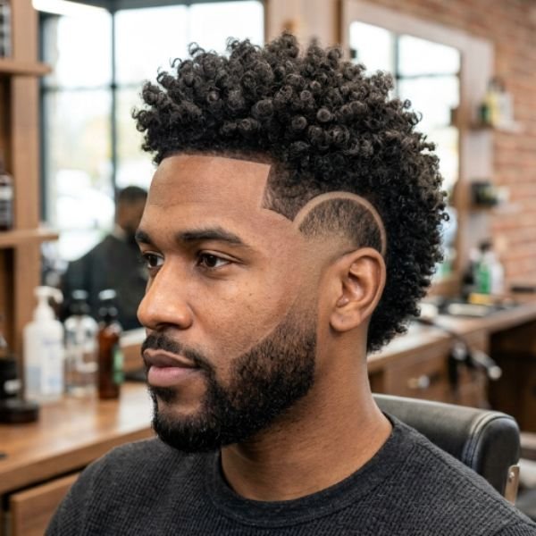 Taper Curly Burst Fade