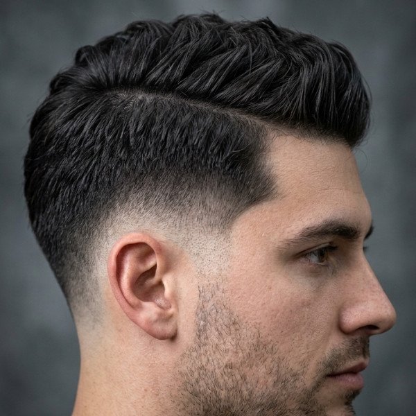 Textured Burst Fade Comb Over