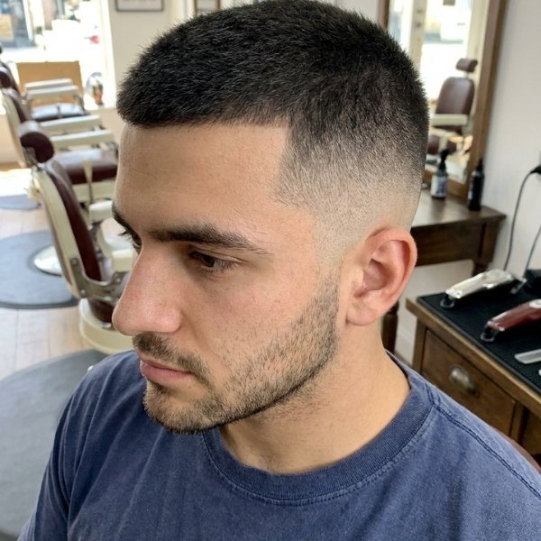 Mid Burst Fade Buzz Cut