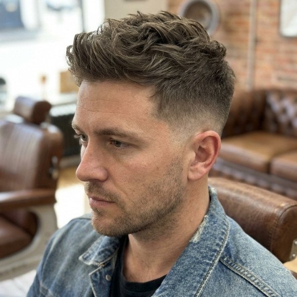 Tousled Short Quiff with Low Fade
